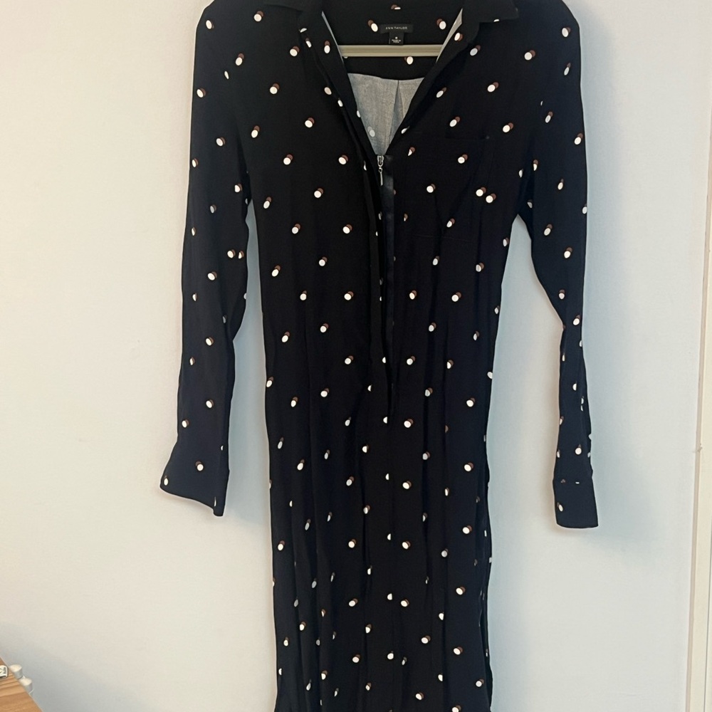Ann Taylor Blue Long Sleeve Wrap Dress